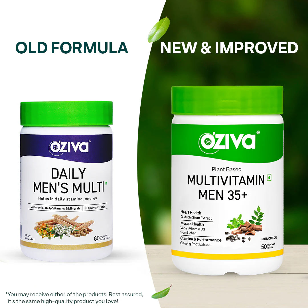 Oziva Plant Based Multivitamins for Men 35+ | 50 Tablets