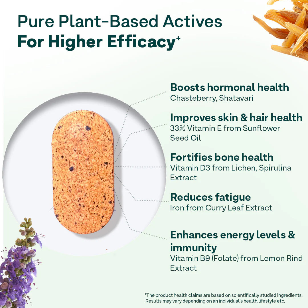 Oziva Plant Based Multivitamins for Women 35+ |50 Tablets