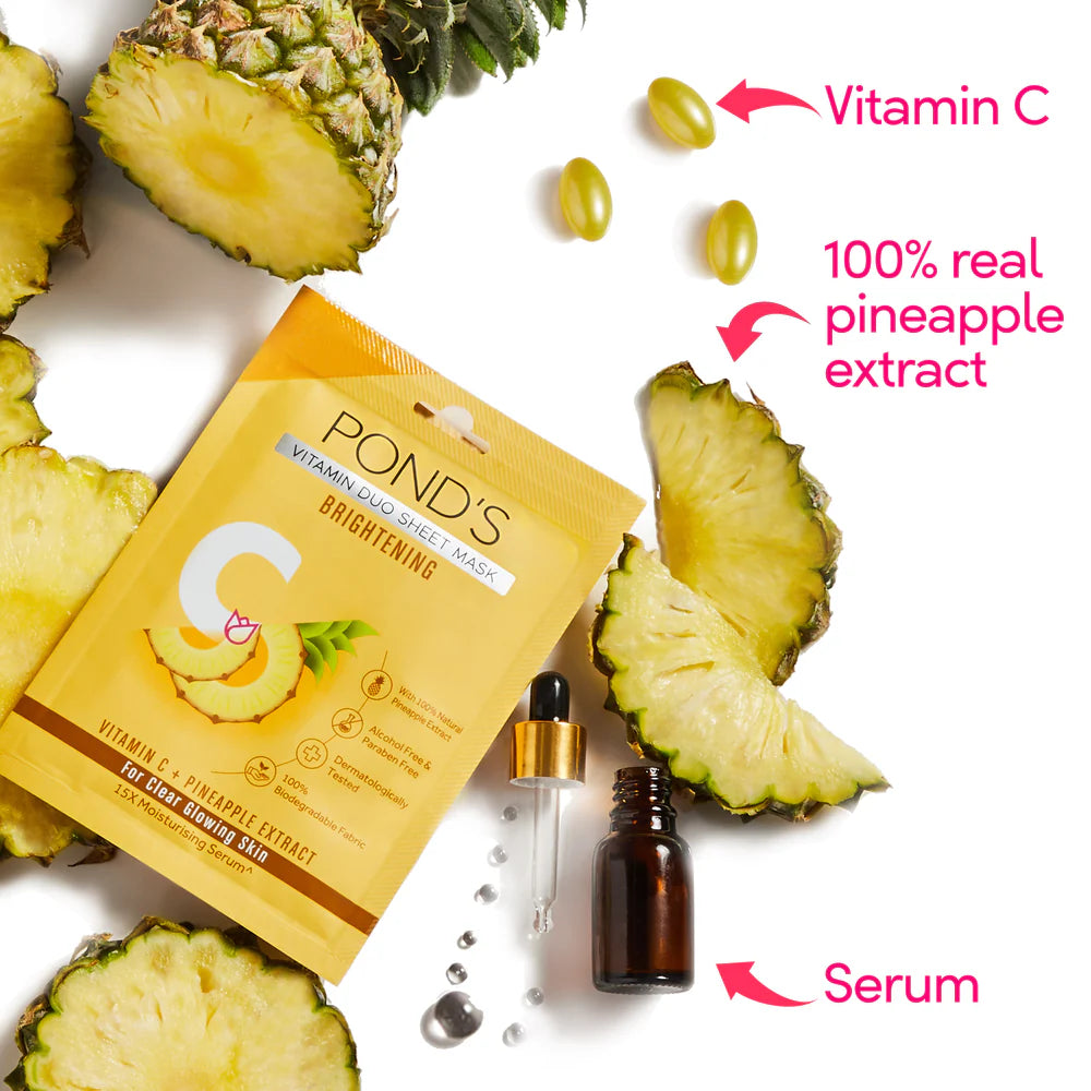 Pond's Vitamin C Brightening Sheet Mask With 100% Natural Pineapple - 25 ml