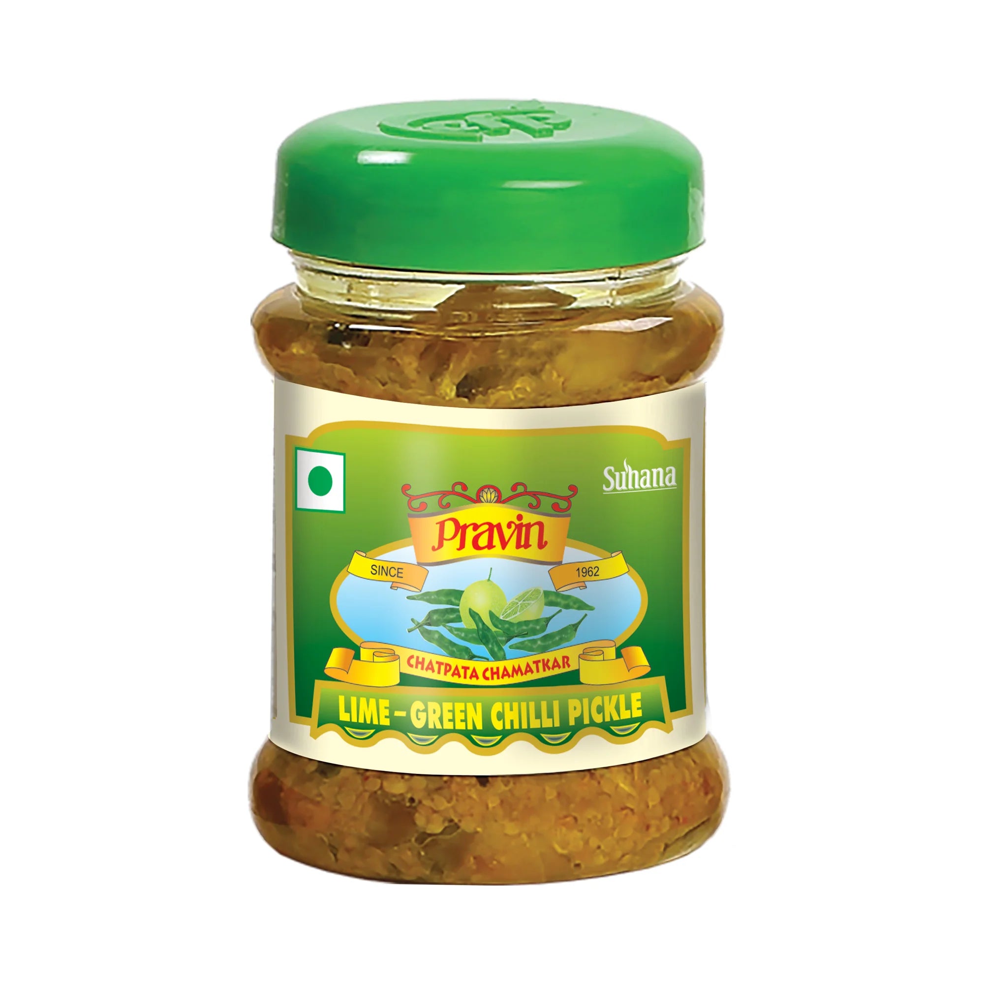 Suhana Masala Pravin Lime - Green Chilli Pickle Jar | 500 gms