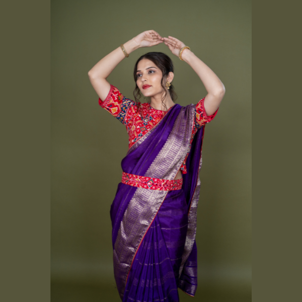 Latest Polyester Saree With Patola Work | Ready To Wear