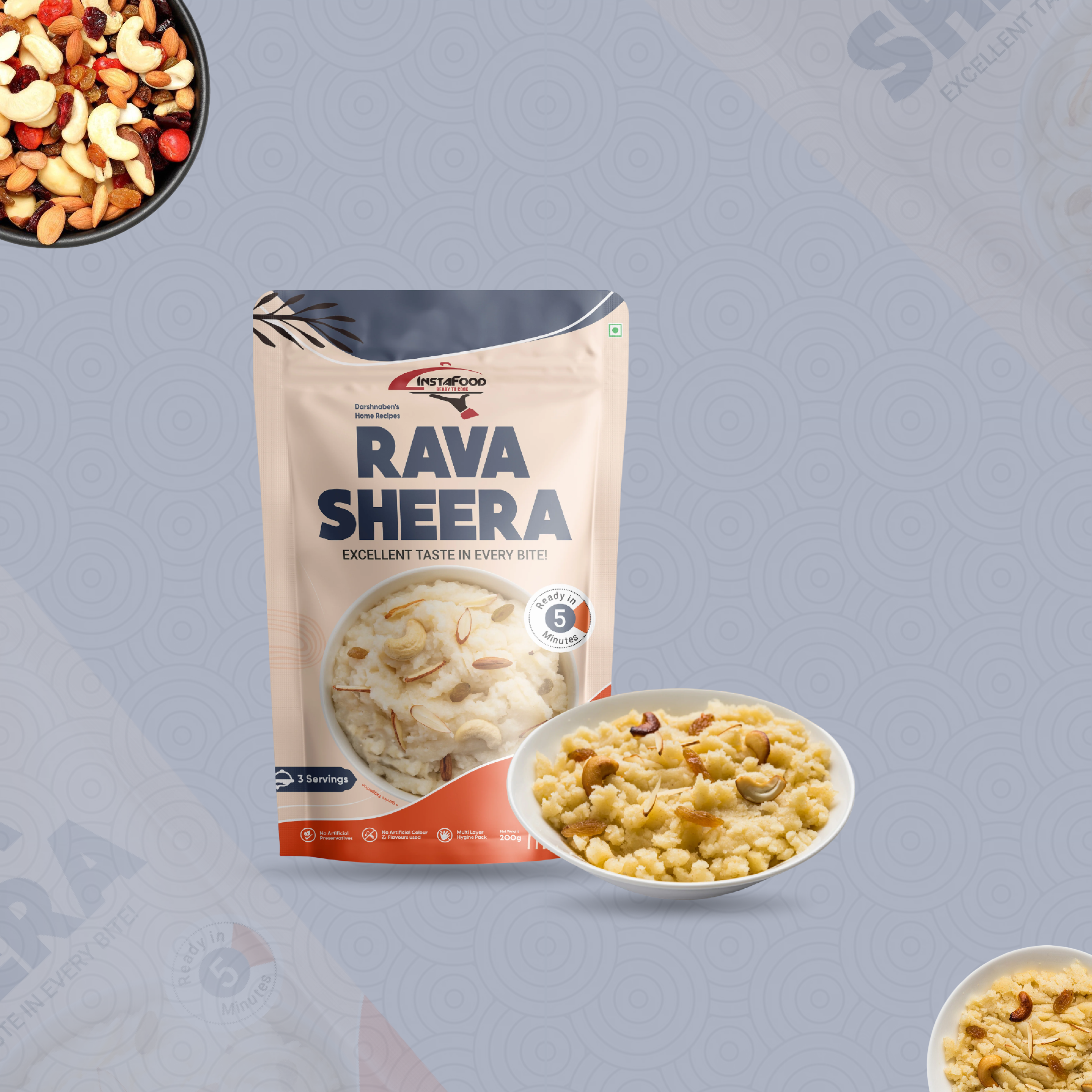 Sheta Exports Rava Sheera – 200 gms | After Cooking Gets 400 gms to Serve | Ready To Eat