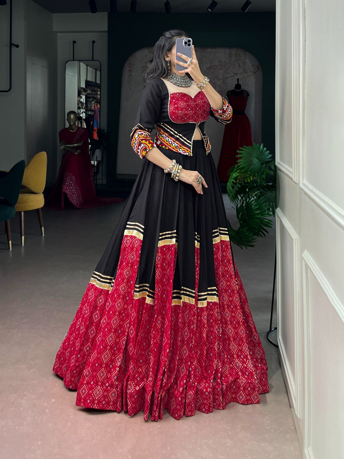 ready-to-wear-navratri-bandhej-mirror-work-lehenga-choli