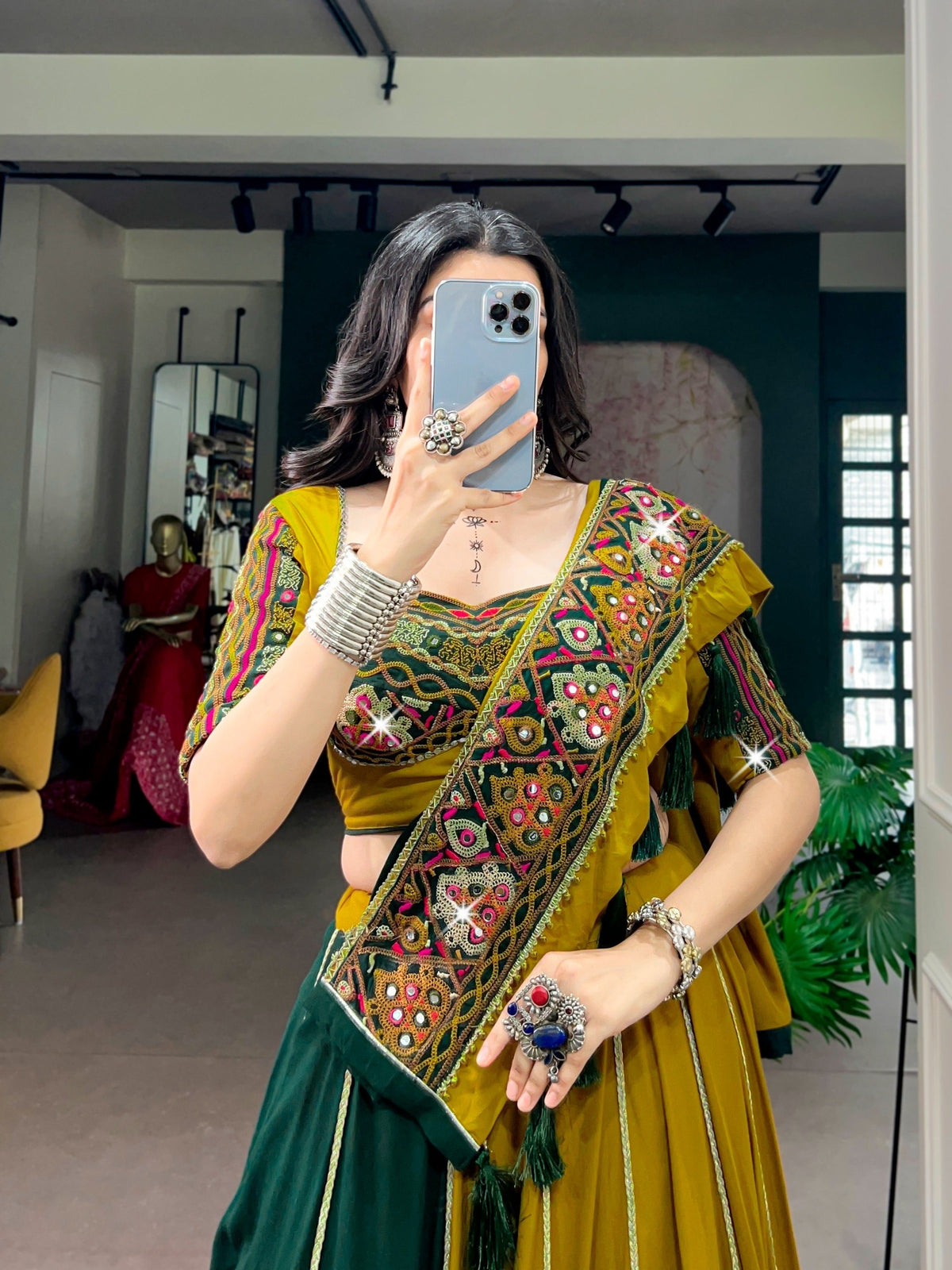 Ready-to-Wear Navratri Garba Utsav Gamthi Rayon Lehenga Choli