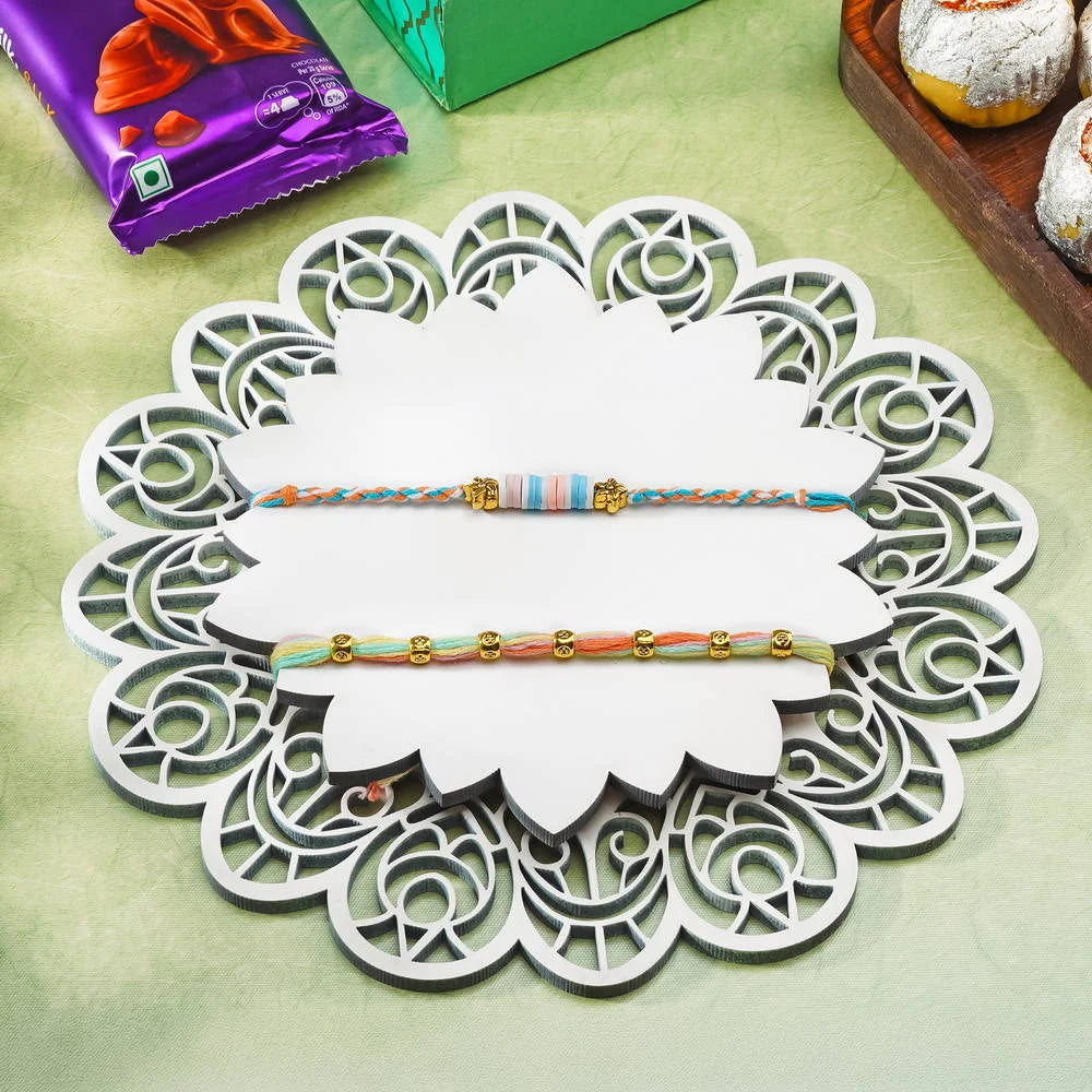 Babla Rakhi 2 Set Rakhi With Rajwadi Ladoo And Silk