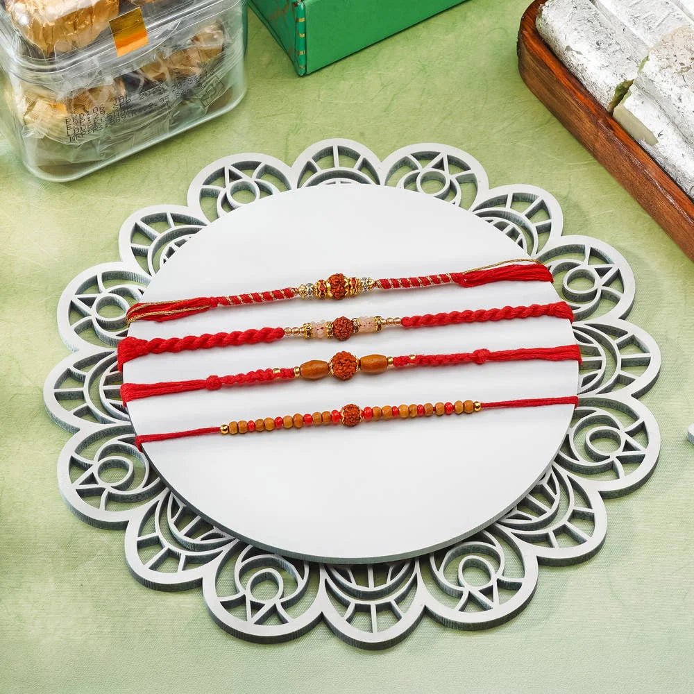 Babla Rakhi 4 Set Rakhi With Pista Roll With Ferrero Rocher ( 16 pc )