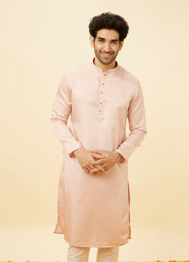 Manyawar Rose Pink Classic Kurta Set - India shopping