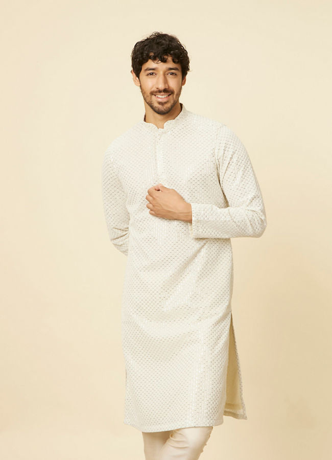 Manyawar Pista Green Chikankari Embroidered Sequin Kurta Set - India shopping