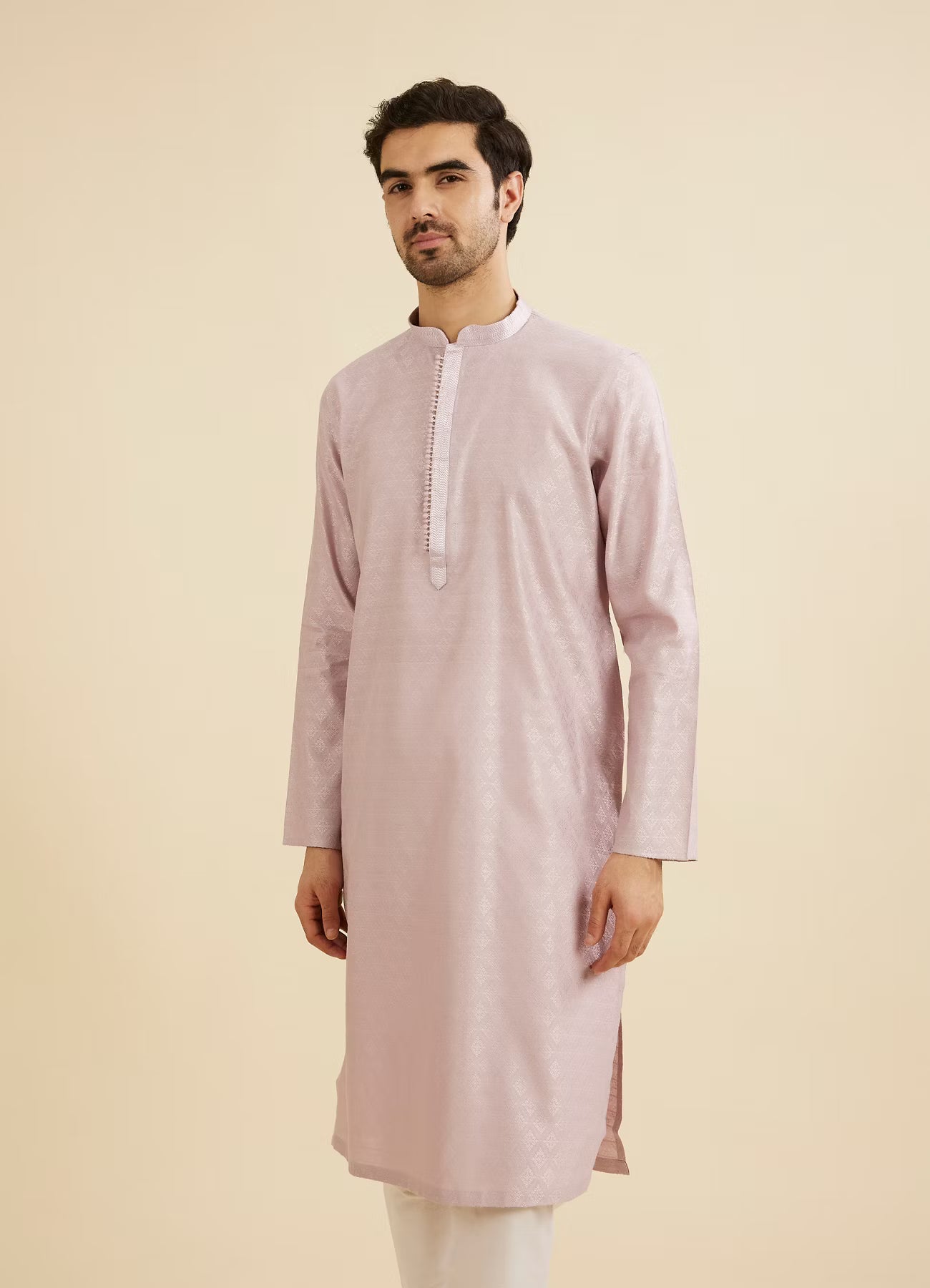 Manyavar Soft Lilac Buta Diamond Patterned Kurta Set | Ready To Wear