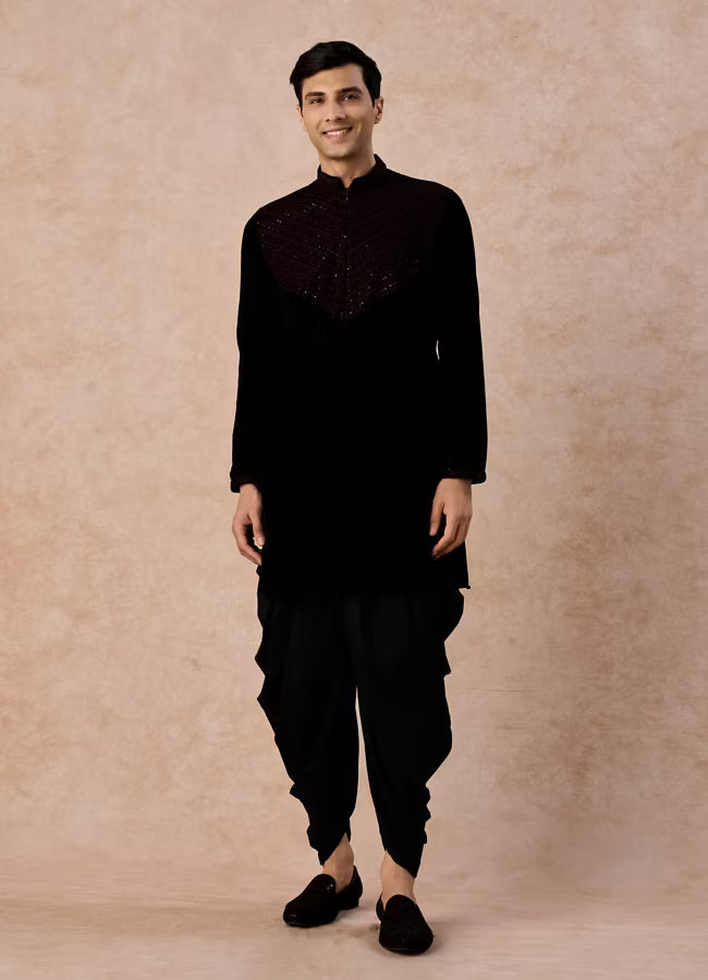 Manyavar Velvety Dark Blue Elegance Kurta Patiala | Ready To Wear