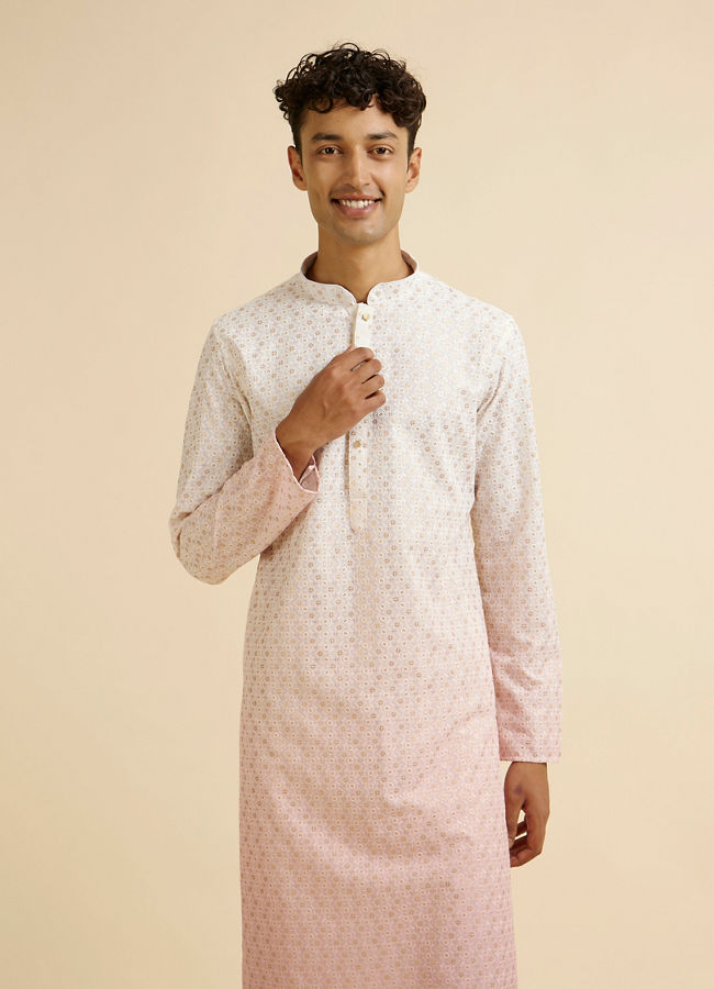 Manyawar Pink Ombre Dyed Chikankari Kurta Set - India shopping