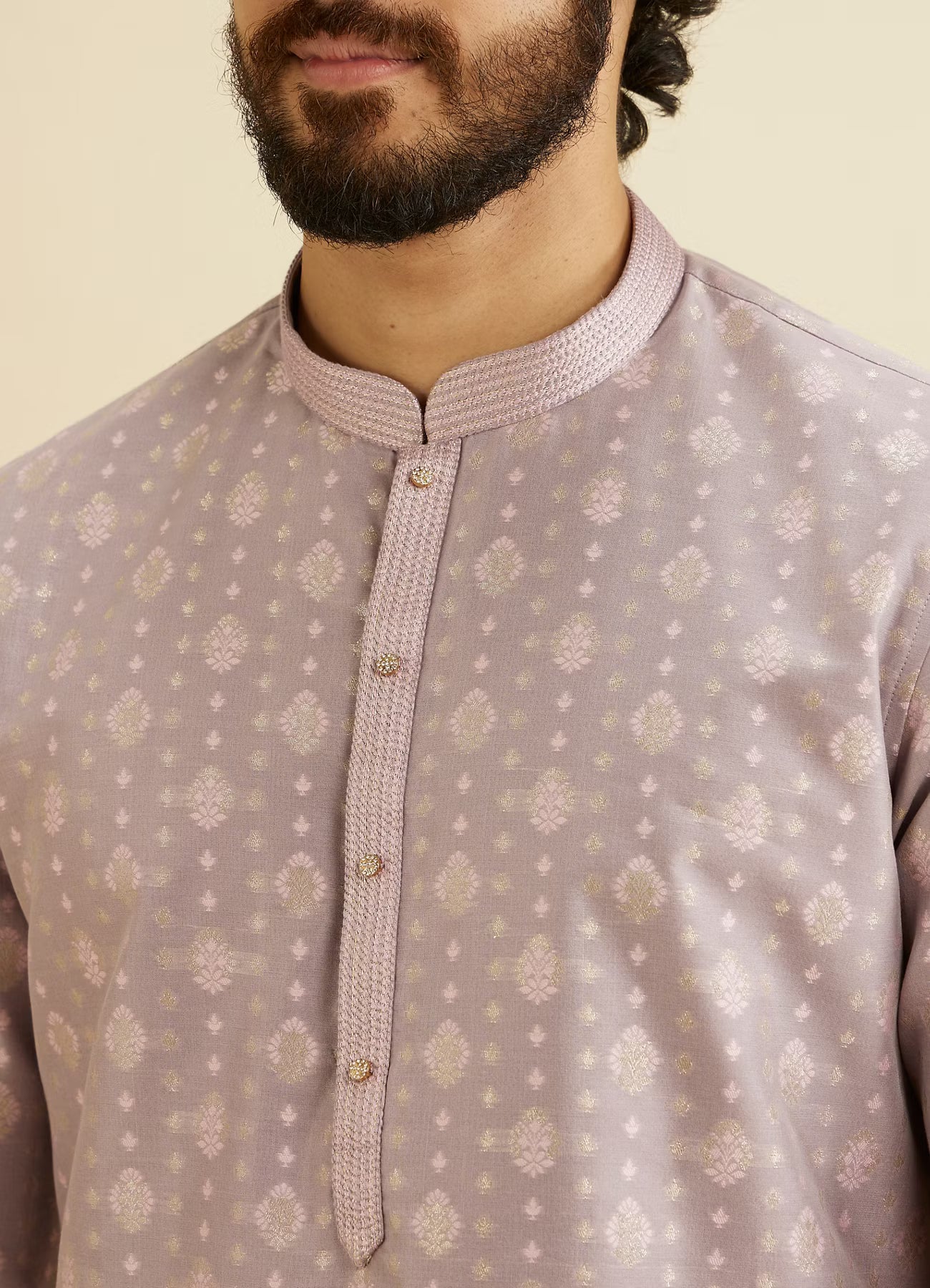 Manyavar Soft Lilac Buta Patterned Kurta Set | Ready To Wear