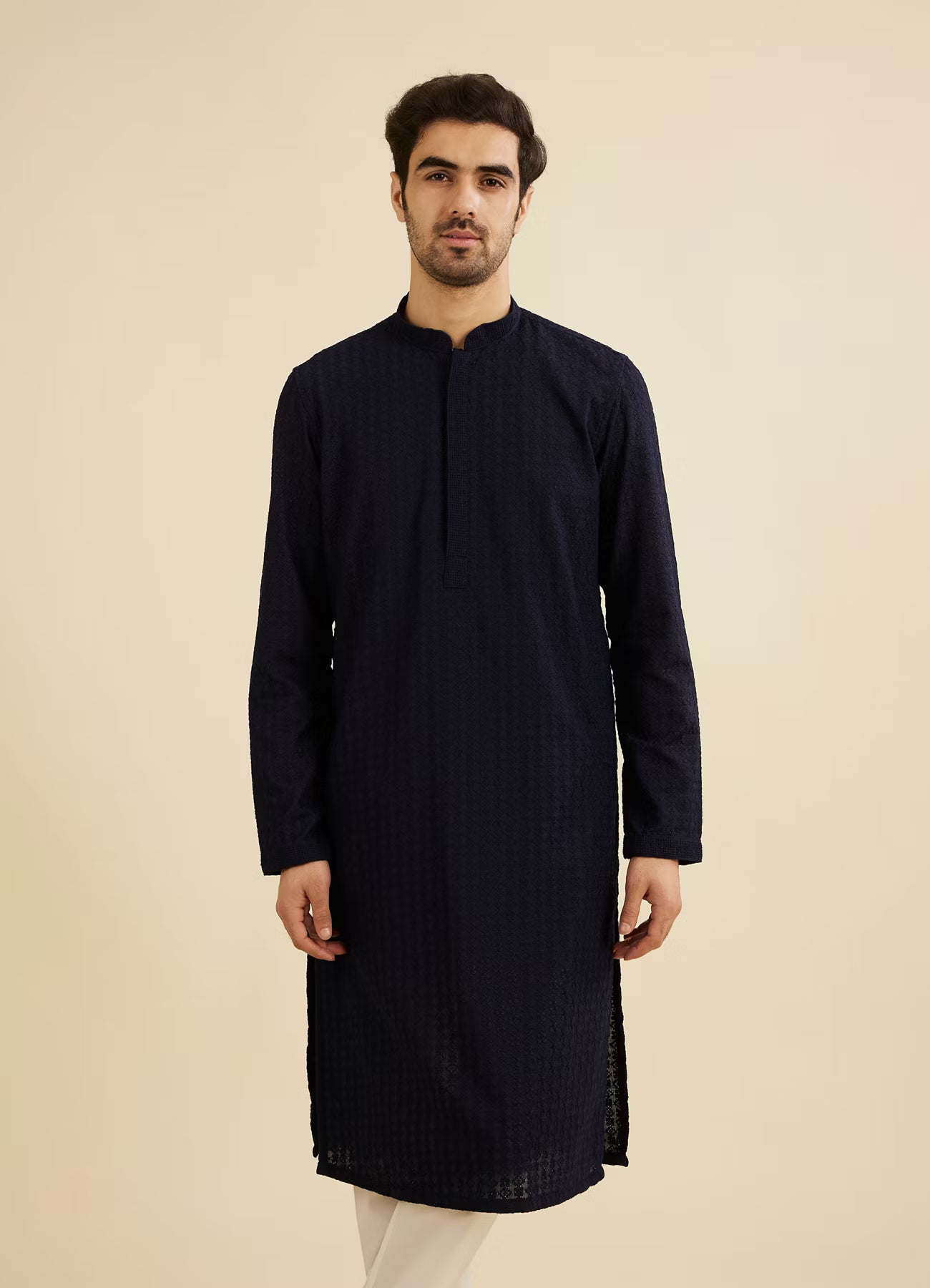 Manyavar Blue Chikankari Embroidered Kurta Set | Ready To Wear