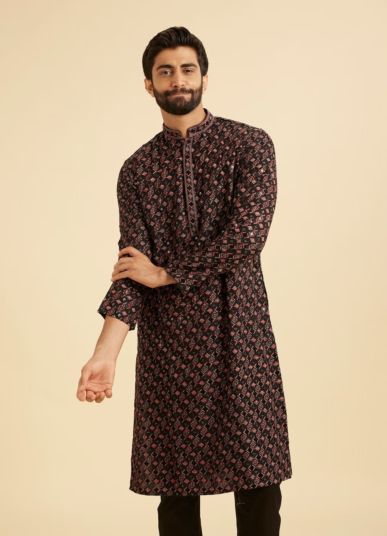 Elegant Black Kurta Pajama Ensemble | Ready To Wear