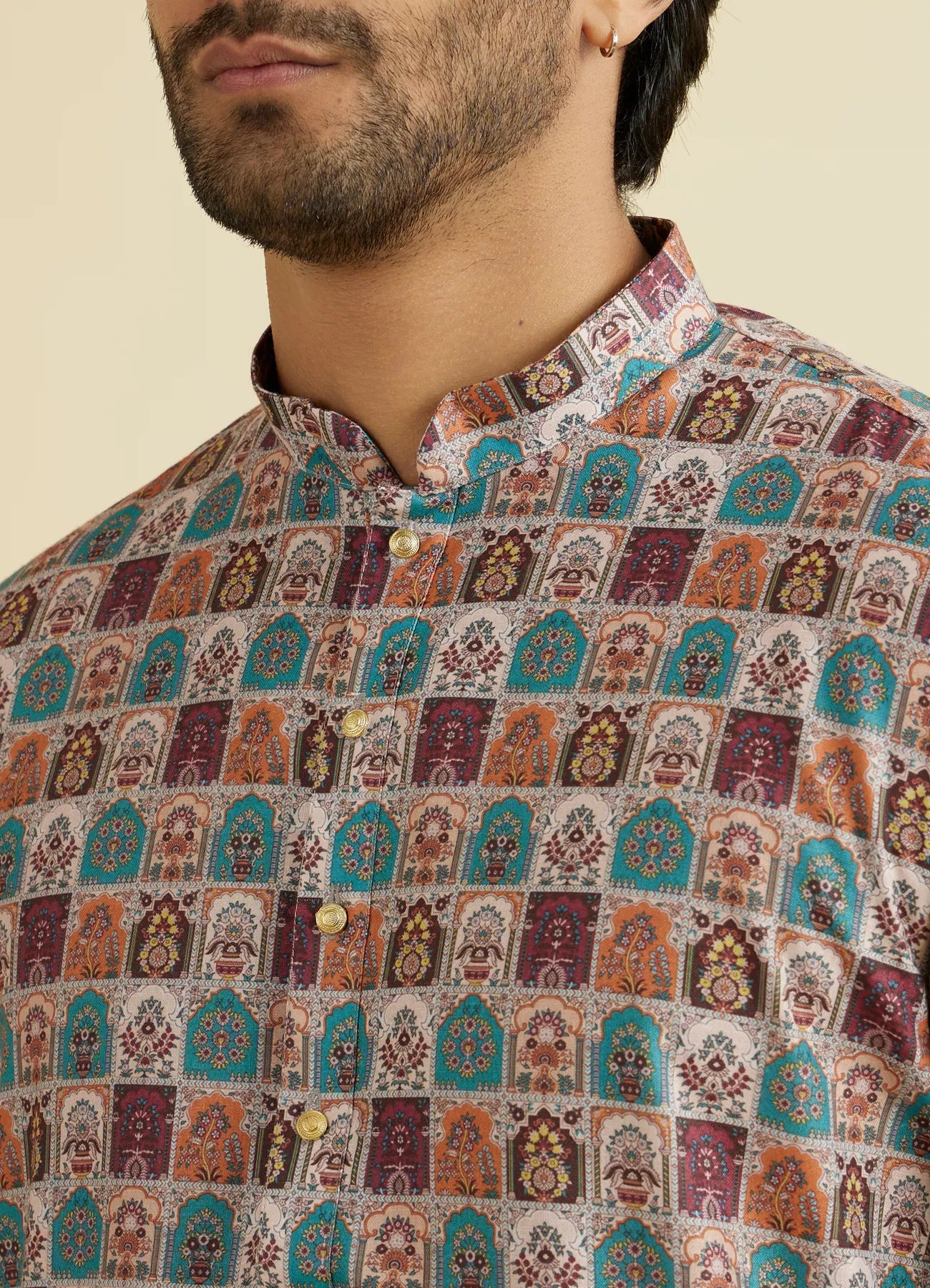 Manyavar Beige Elegance Kurta Pajama | Ready To Wear