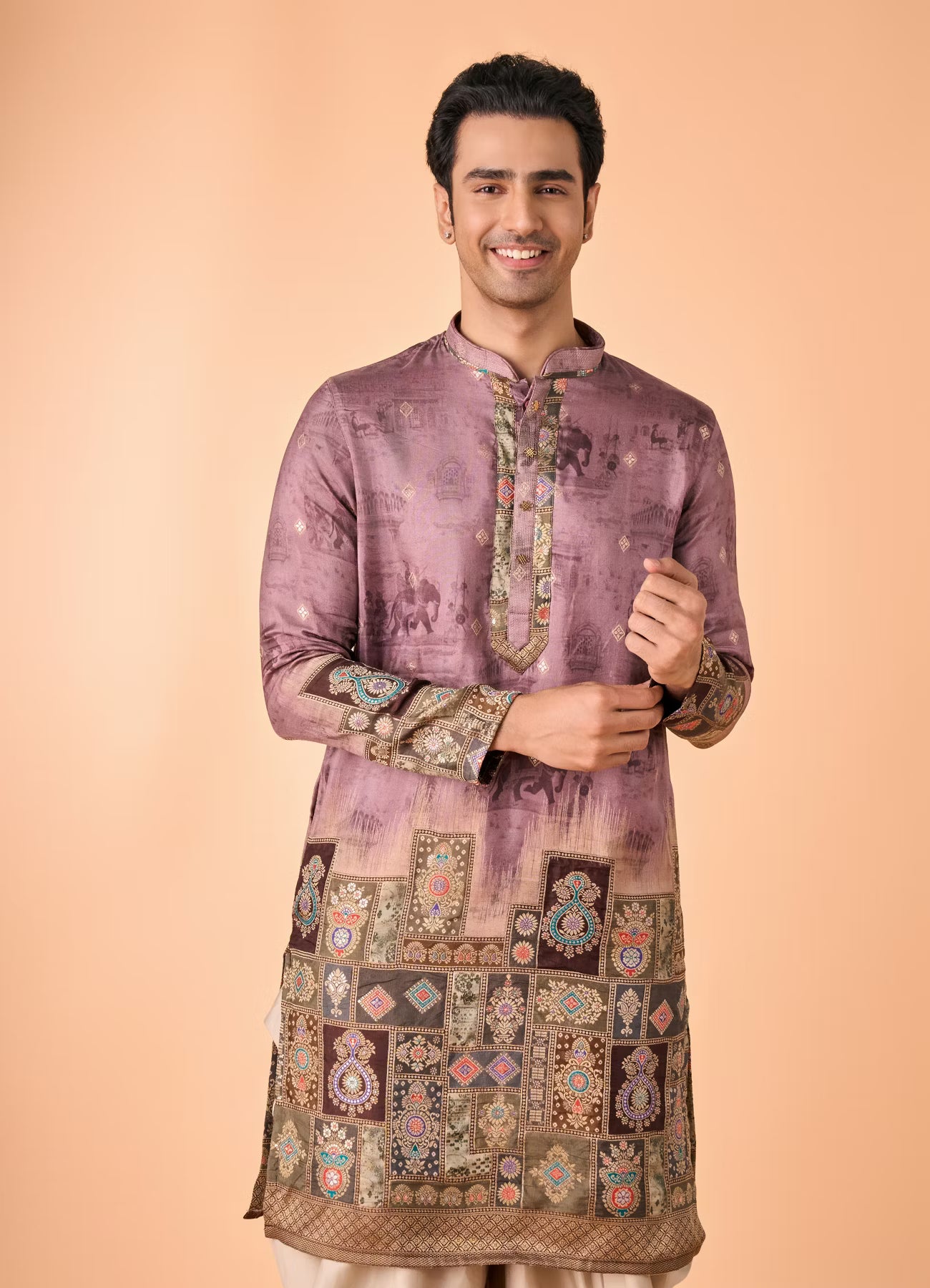 Manyavar Brown Elegance Kurta Pajama | Ready To Wear