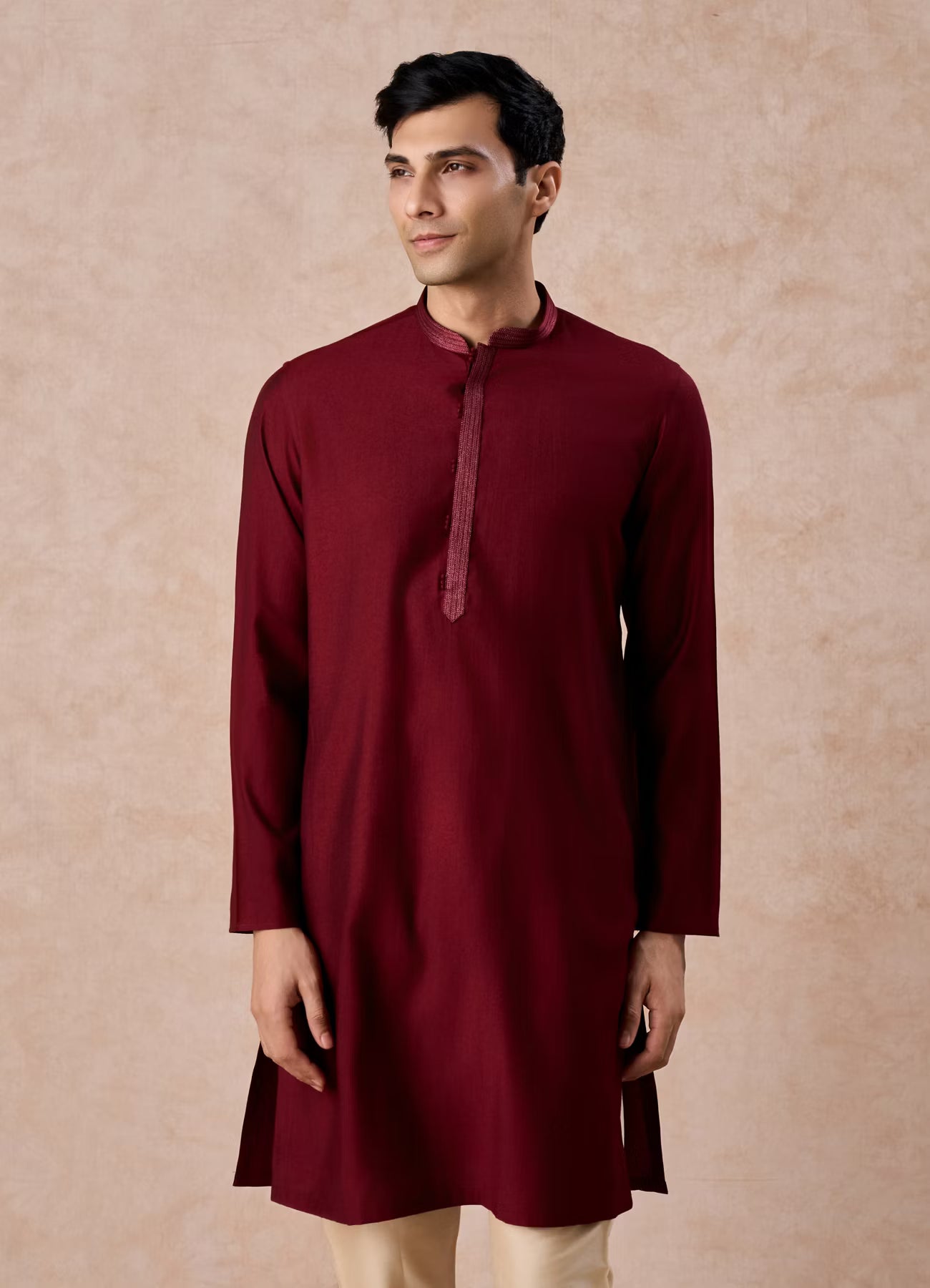 Manyavar Maroon Majesty Kurta Pajama | Ready To Wear