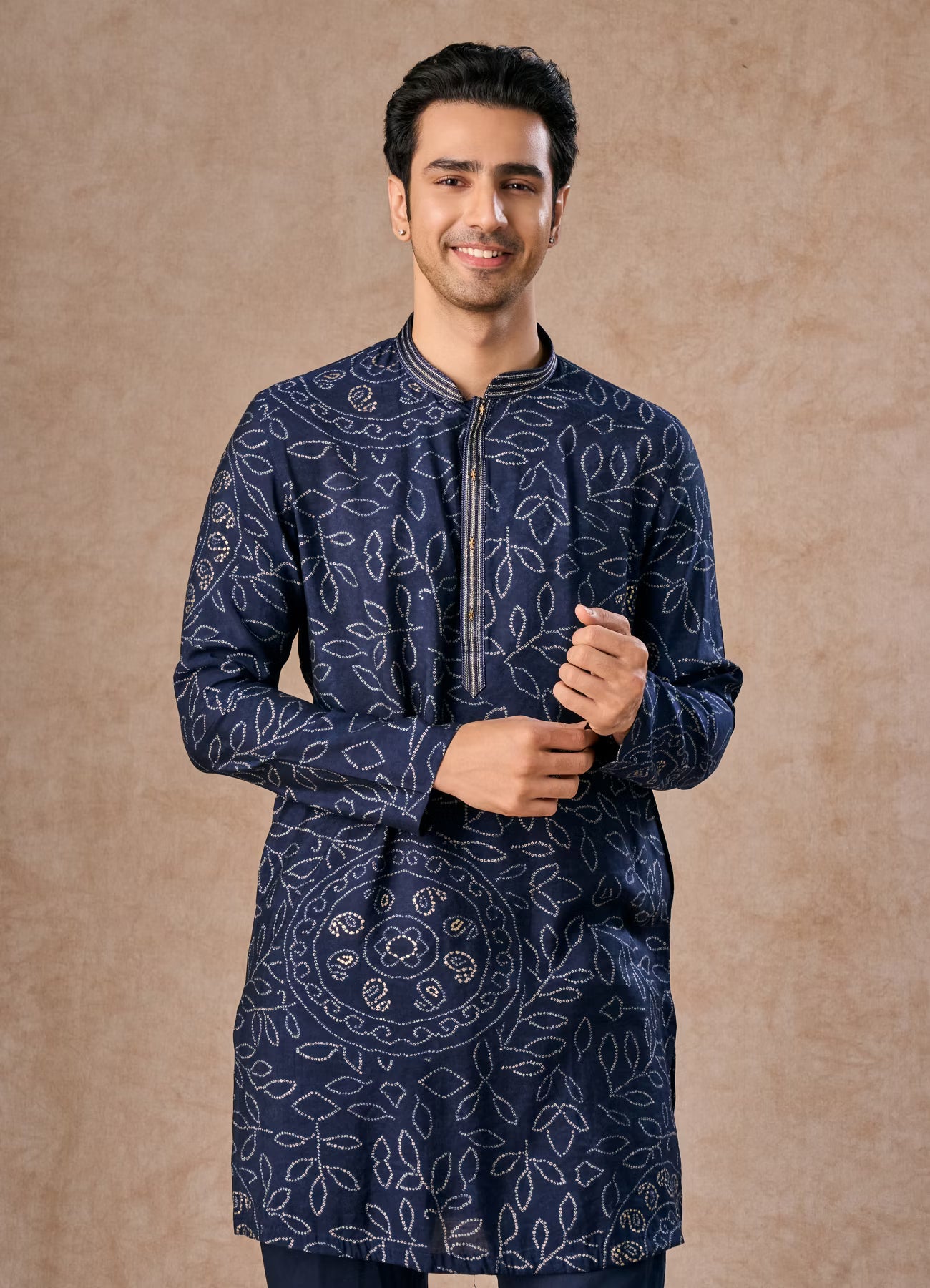 Manyavar Dark Blue Regalia Kurta Pajama | Ready To Wear