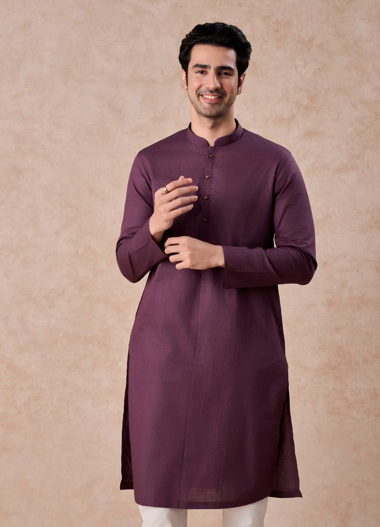 Manyavar Royal Purple Charm Kurta Pajama | Ready To Wear