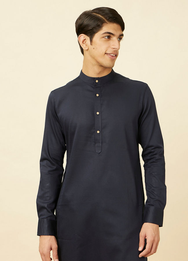 Manyawar Navy Blue Kurta Set - India shopping