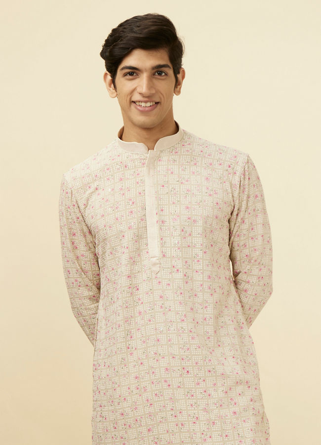Manyawar Sublime Beige Kurta Set - India shopping