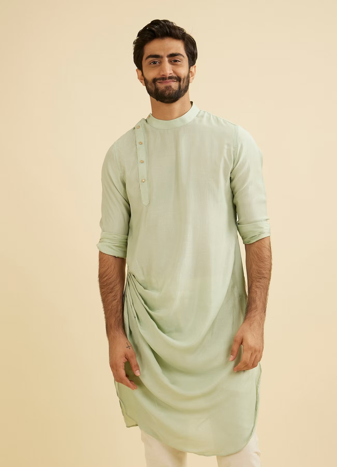 Manyavar Green Plain Kurta Pajama | Ready To Wear