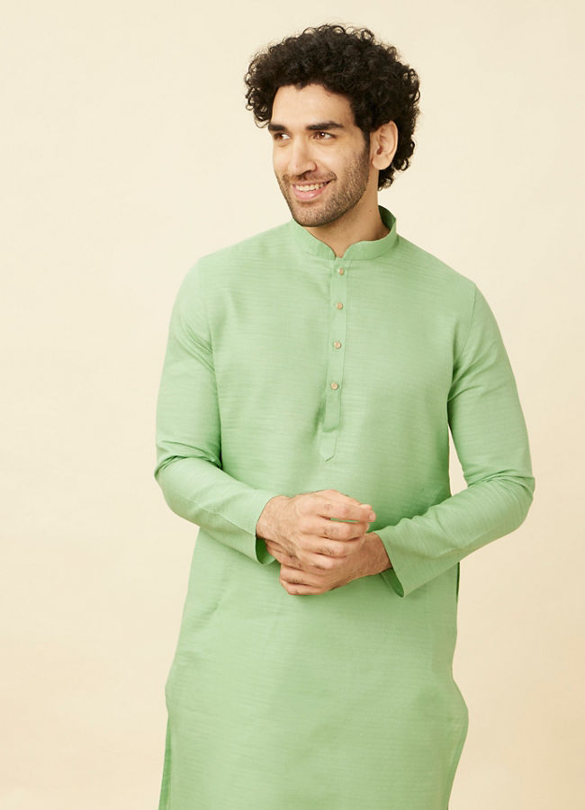 Manyawar Mint Green Diamond Printed Kurta Set - India shopping