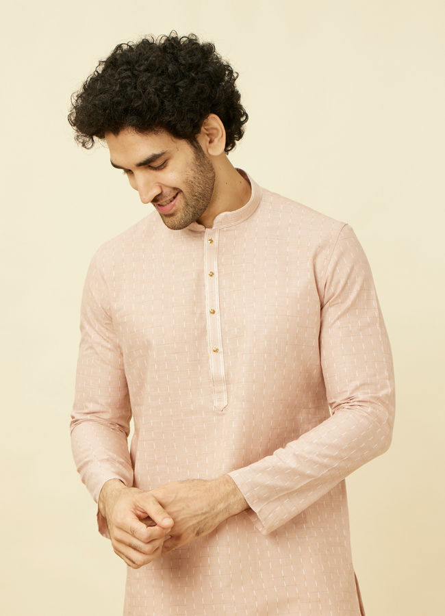 Manyawar Rosewater Pink Vertical Striped Kurta Set - India shopping