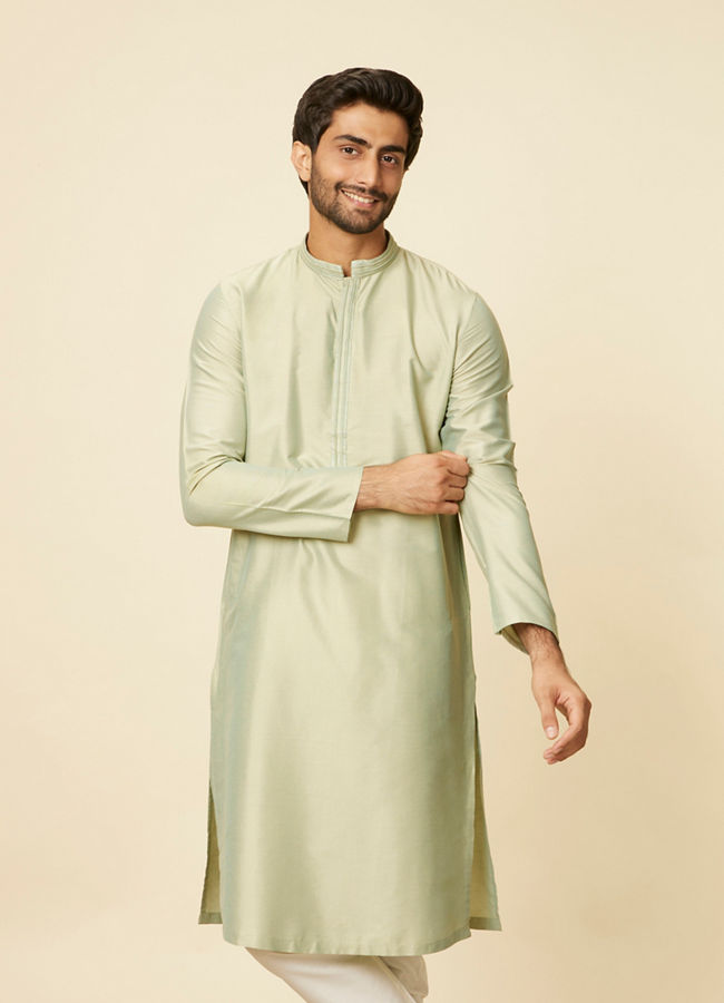 Manyawar Light Mid Green Kurta Set - India shopping
