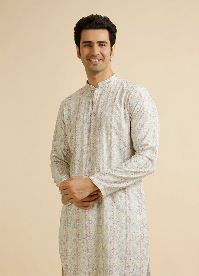 Manyawar Cream Elegance Festive Kurta Pajama - India shopping