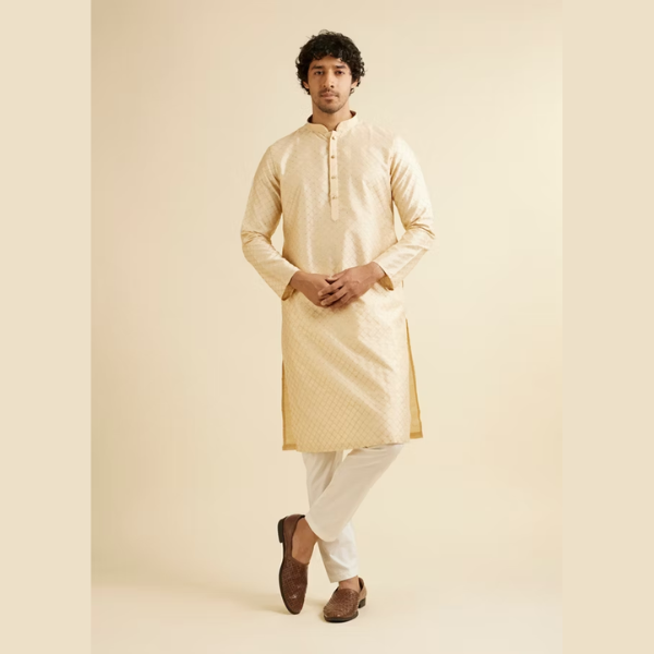 Manyawar Lattice Patterned Kurta Set - India shopping