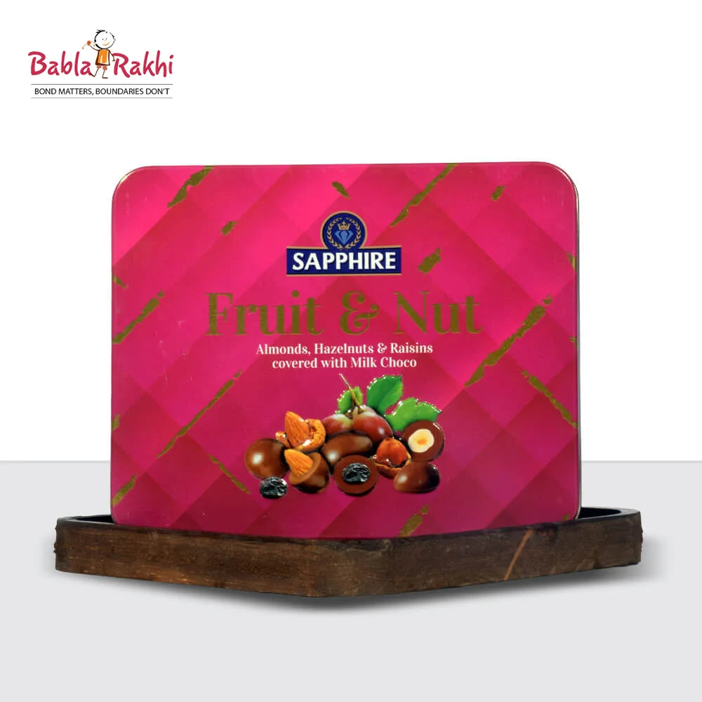 Babla Rakhi Set of 2 Rakhi With Sapphire Fruit Nut And Kaju Katri