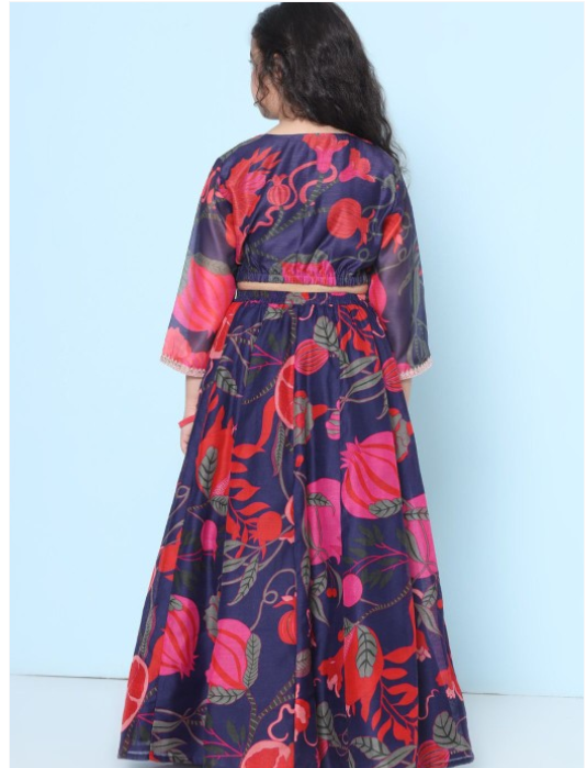 Girls Printed Gotta Patti Ready to Wear Lehenga With Blouse-Bitiya by Bhama - India shopping