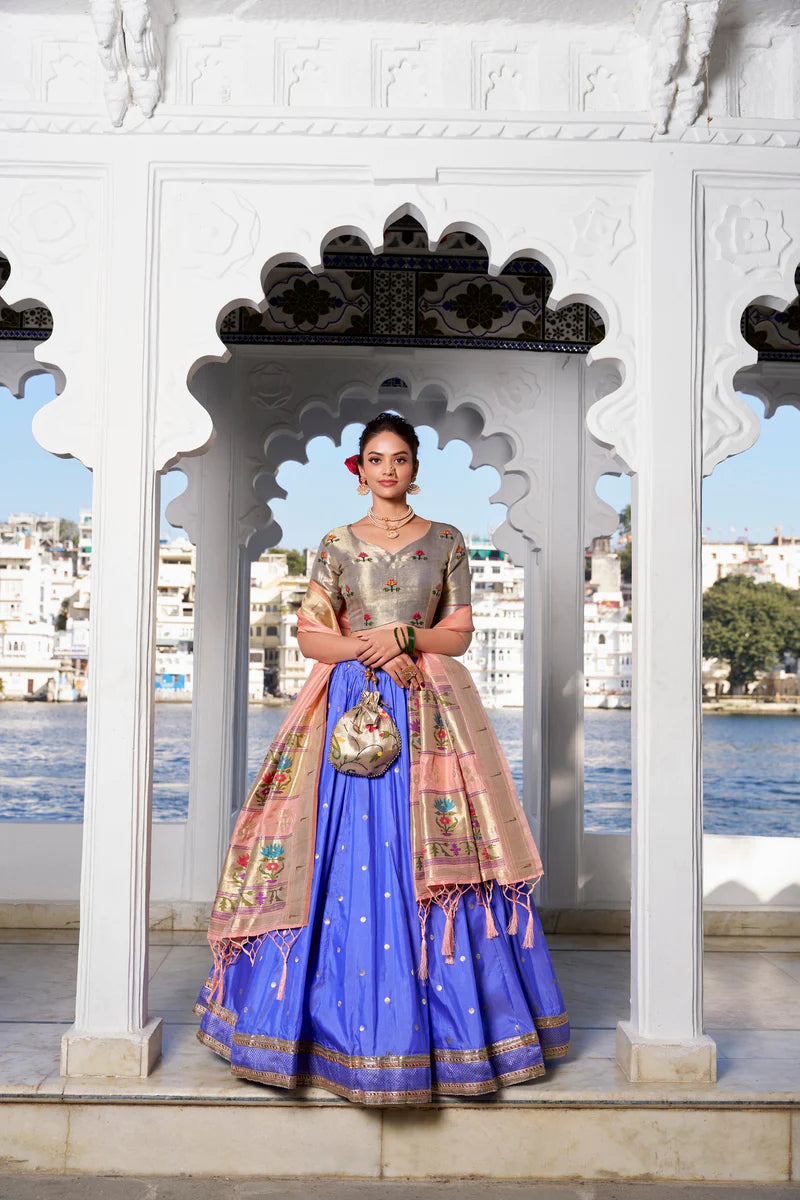 Sky Blue Lehenga Choli With Lace Touch Up Work | Ready To Wear
