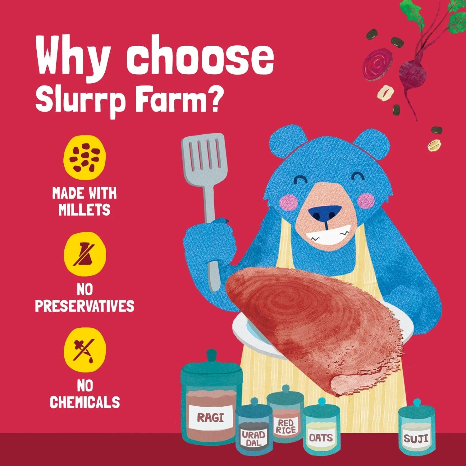 Slurrp Farm Beetroot Dosa Mix| 150 gms