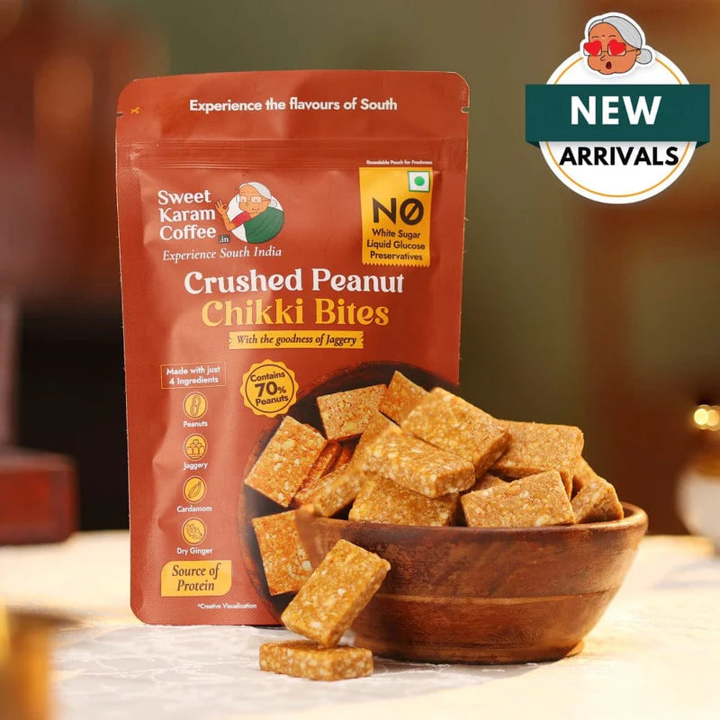 Sweet Karam Coffee Crushed Peanut Chikki Bites- 300 gms