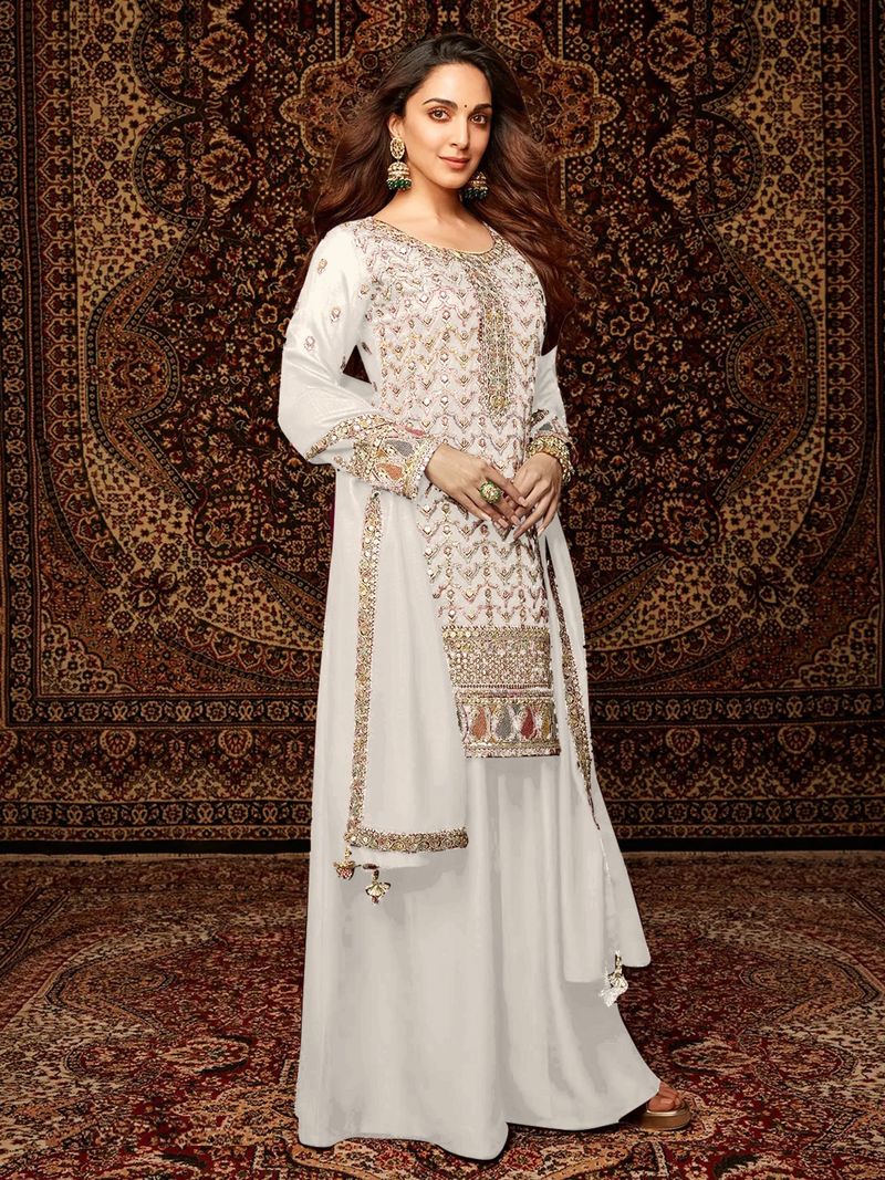 Chinon Silk Suit With Embroidery Work | Ready To Wear