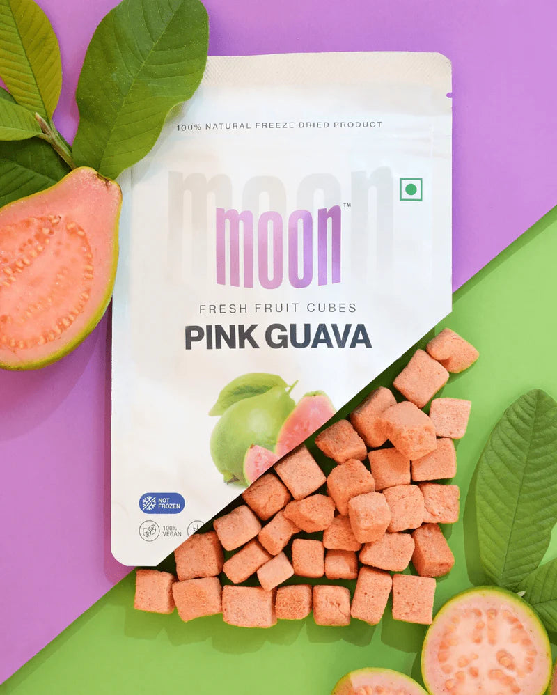 Moon Freeze Dried Pink Guava Cubes | 16 gms