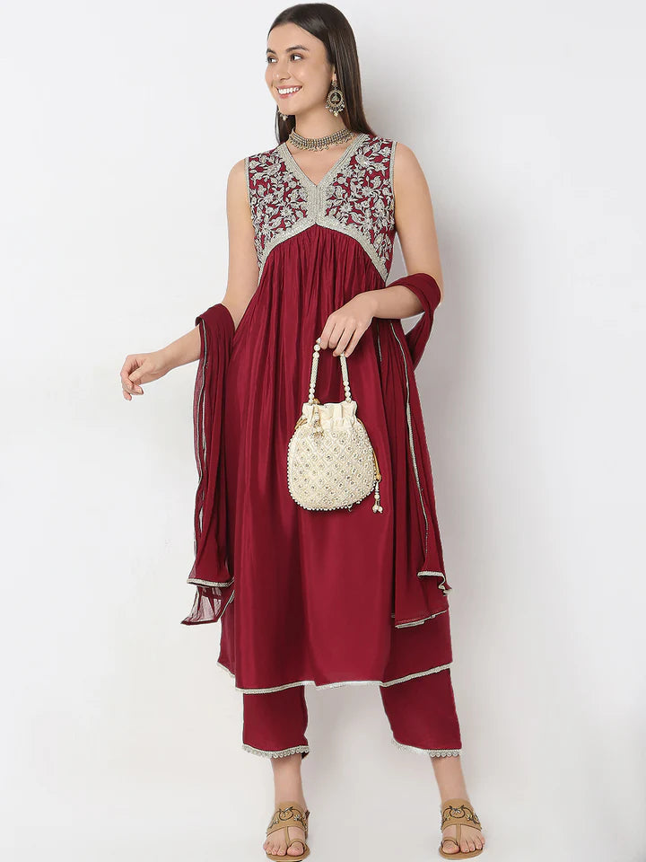 Embellished Kurta and Pant with Dupatta Set | Ready To Wear
