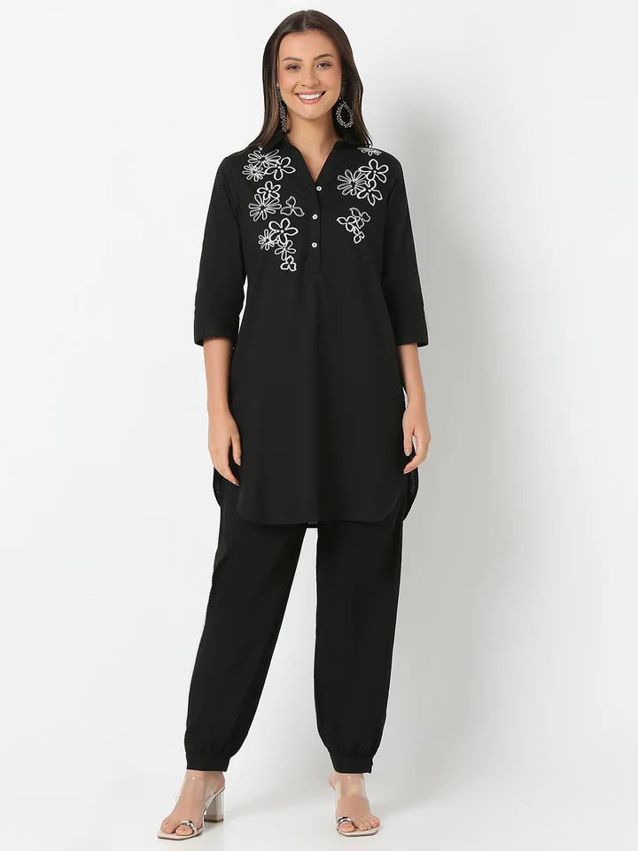 Flare Fit Embroidered Kurta With Pant And Dupatta Set | Ready To Wear