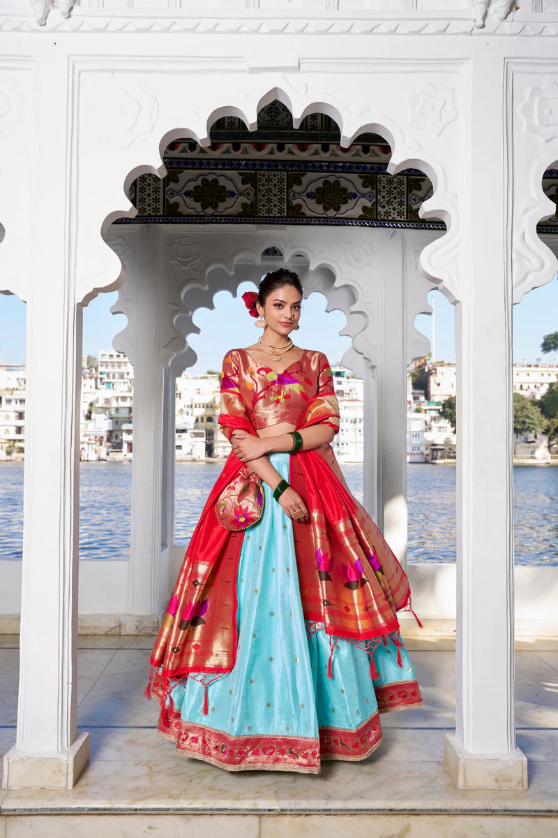 Wedding Wear Lehenga Choli With Zari Waving Work | Ready To Wear