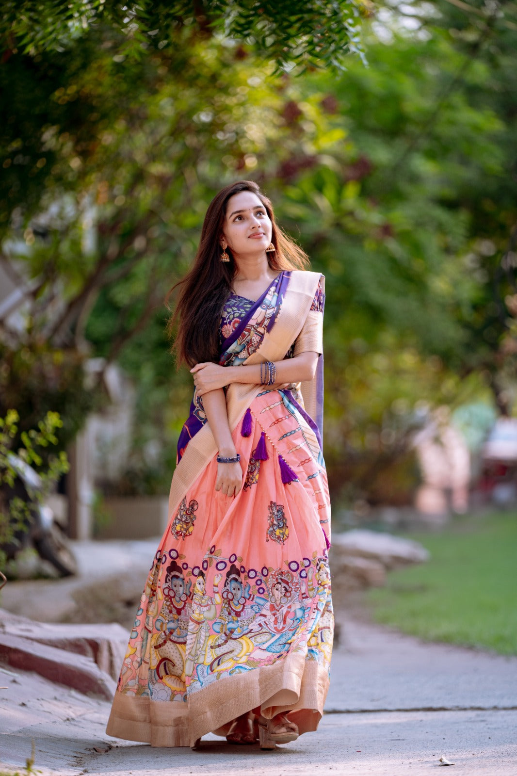 Dola Silk Lehenga Cholis Ready to wear Kalamkari prints - India shopping