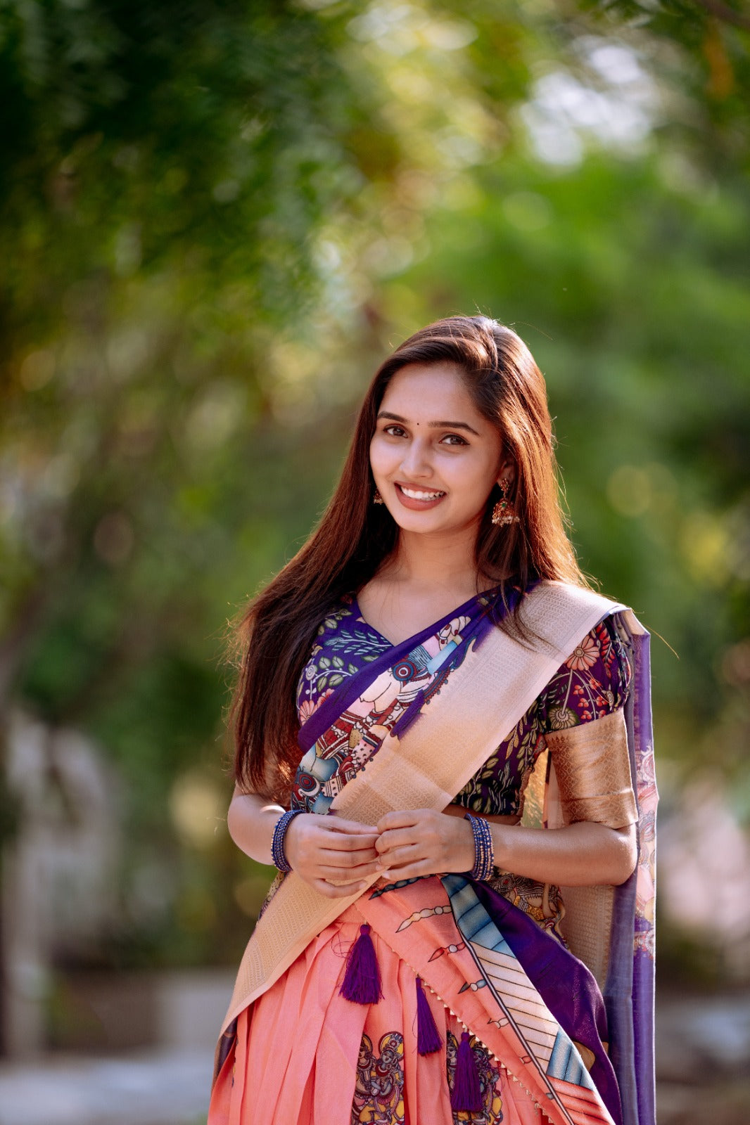 Dola Silk Lehenga Cholis Ready to wear Kalamkari prints - India shopping