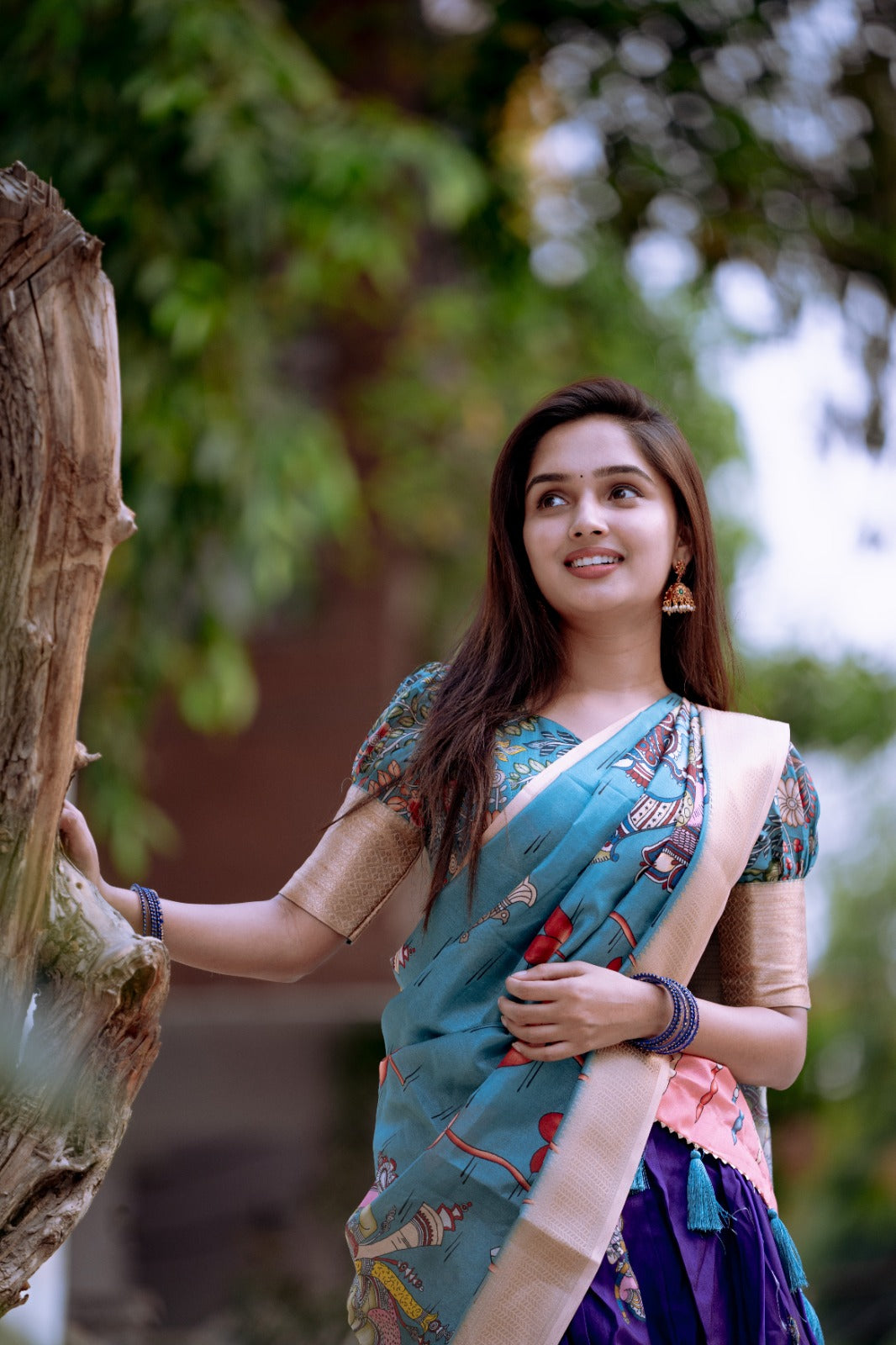 Dola Silk Lehenga Cholis Ready to wear Kalamkari prints - India shopping