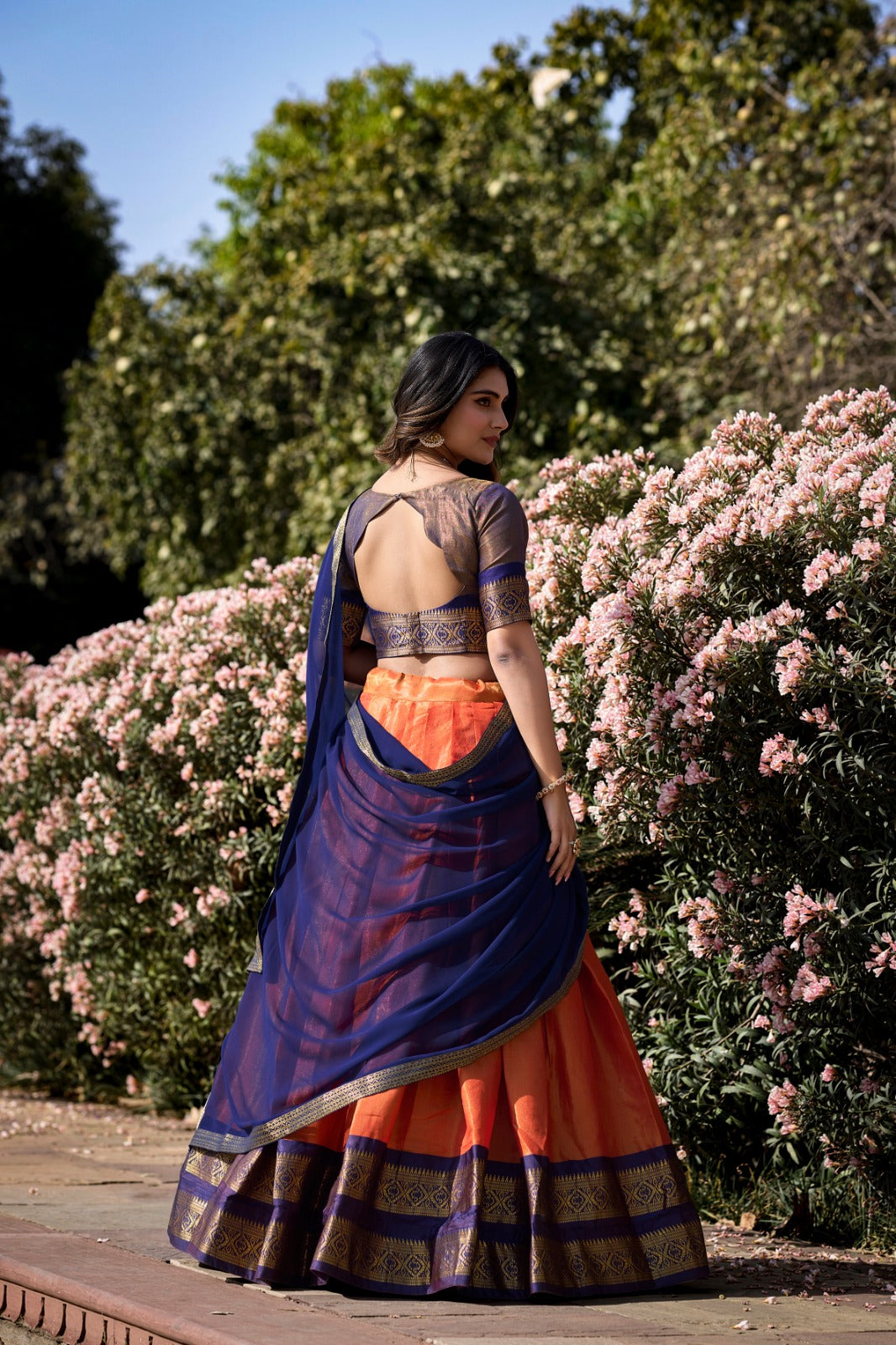 South-style Kanchipuram silk lehenga - India shopping