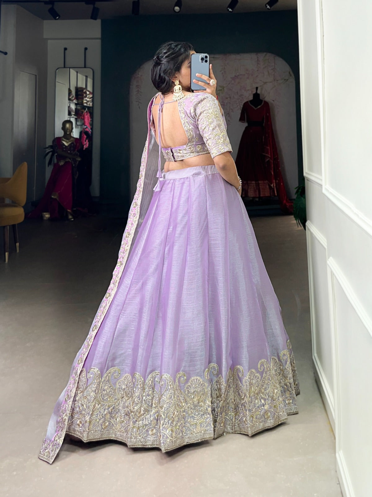 Burberry’s Bridesmaid Lehenga | Sequins Embroidery Work Lace Border With Sequins - India shopping