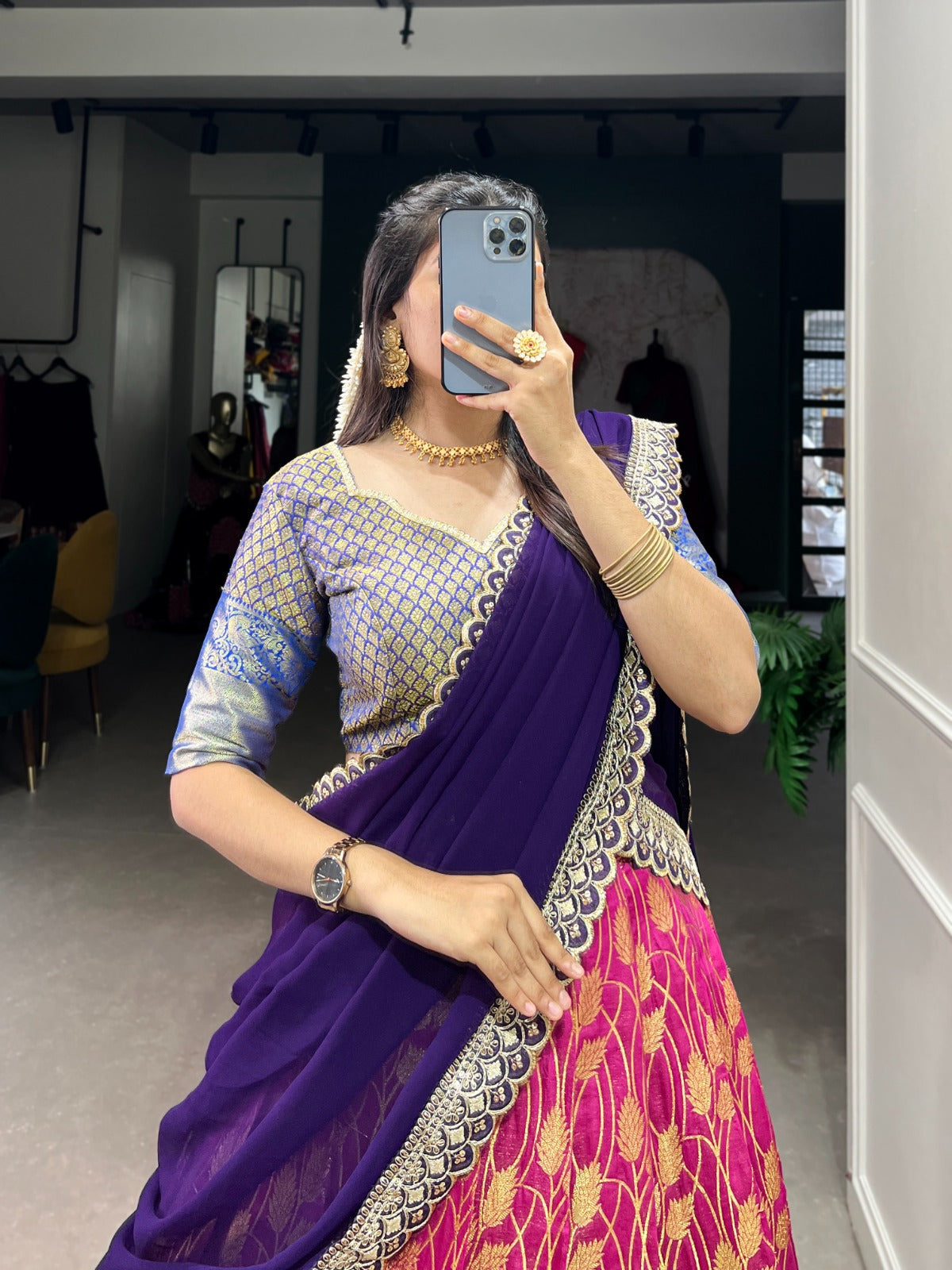 Designer Jacquard Silk Lehenga Choli With Zari Weaving Work