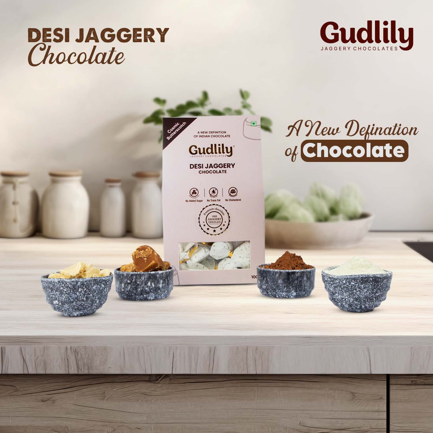 Gudlily Jaggery Chocolates Cosmic Butterscotch - 100 Gms