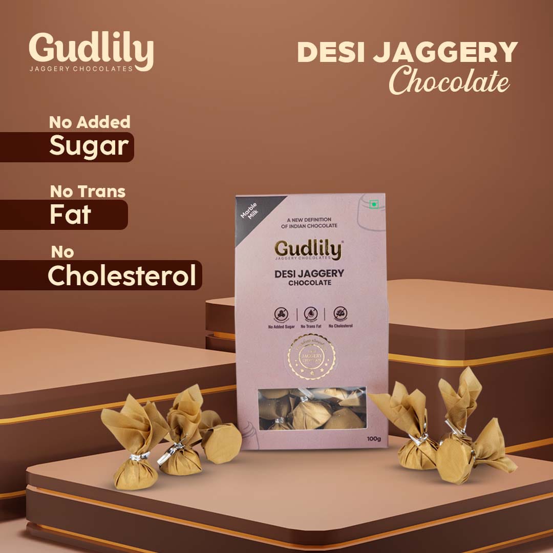 Gudlily Jaggery Chocolates Marbel Milk - 100 Gms