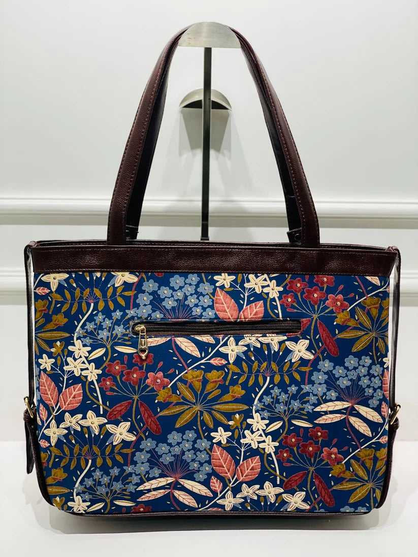 Compartment Floral Print Midnight Bloom Laptop Bag For Women